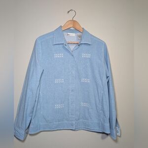 Draper's &‎ Damons Light Blue Denim Button-Up Shirt Large